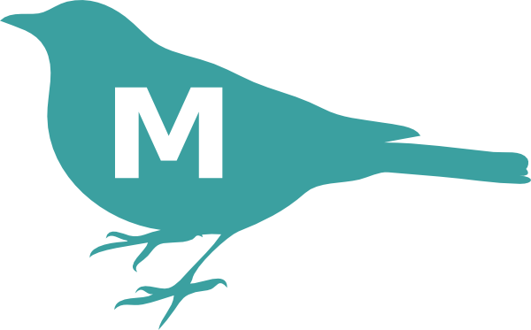 Teal Bird M Initial Clip Art - Bird Silhouette Clip Art (600x373)