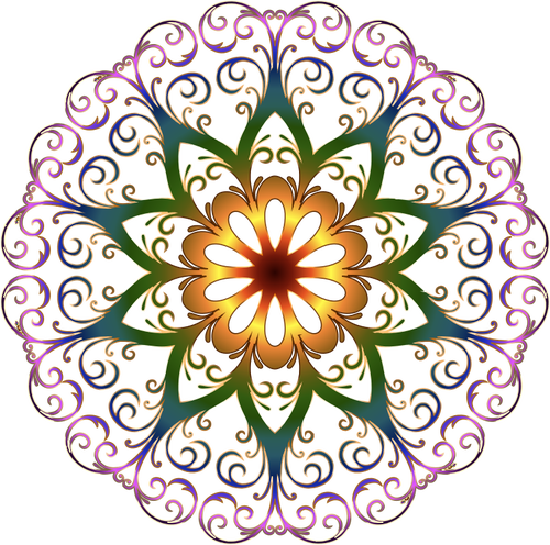 Prismatic Snowflake Clipart - Floral Round Design Png (500x496)