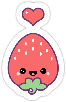 Super Cute Strawberry With Happy Face And Love Heart - Cute Strawberry (375x360)