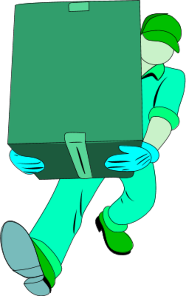Warehouse Man Carrying A Closed Box - Warehouse Man Clip Art (600x952)