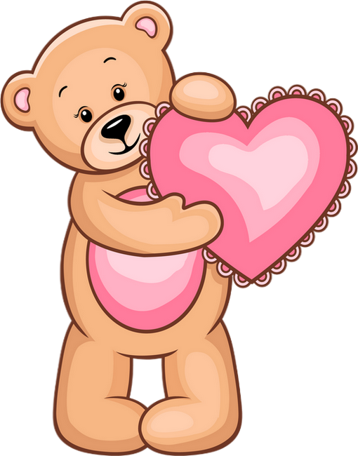 Ours Et Coeur Rose Png, Tube - Pink Teddy With A Heart (510x650)