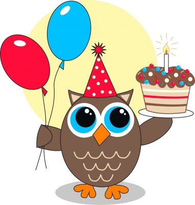 Owl Happy Cliparts - Birthday Owl Clip Art (382x400)