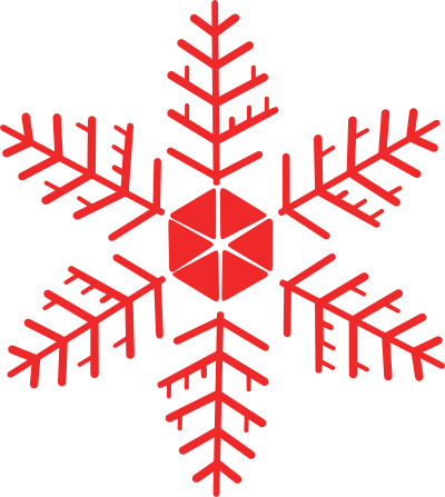 Red Snowflake Clipart - Red Snowflake Transparent Background (400x447)