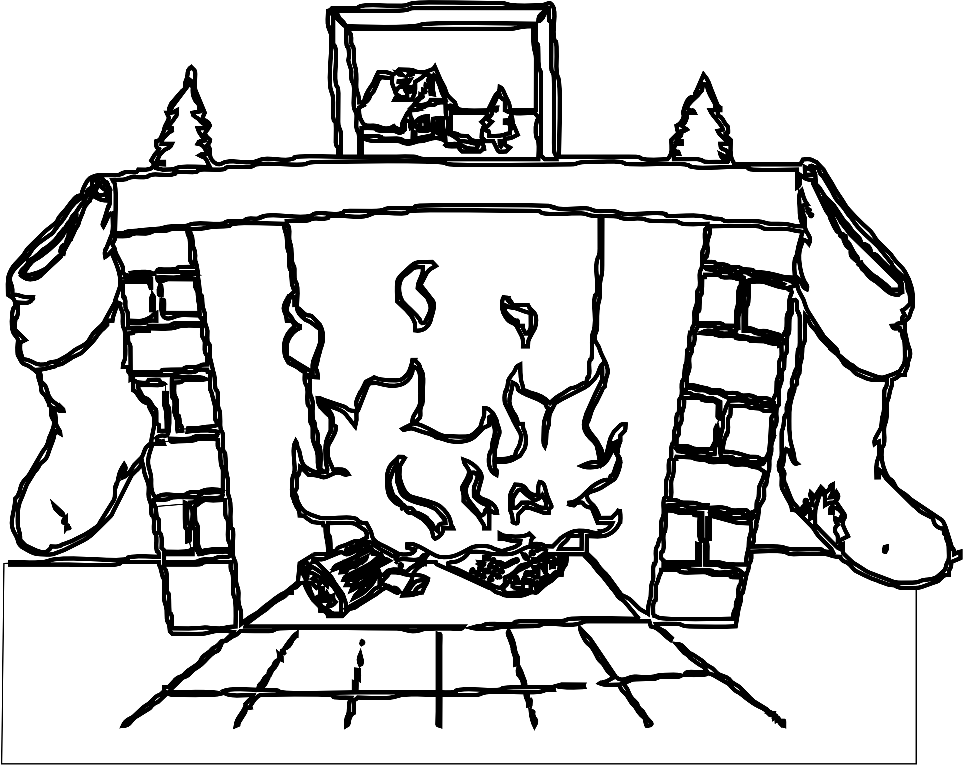 Detective Clipart Black And White - Fireplace Coloring Page (2555x1807)