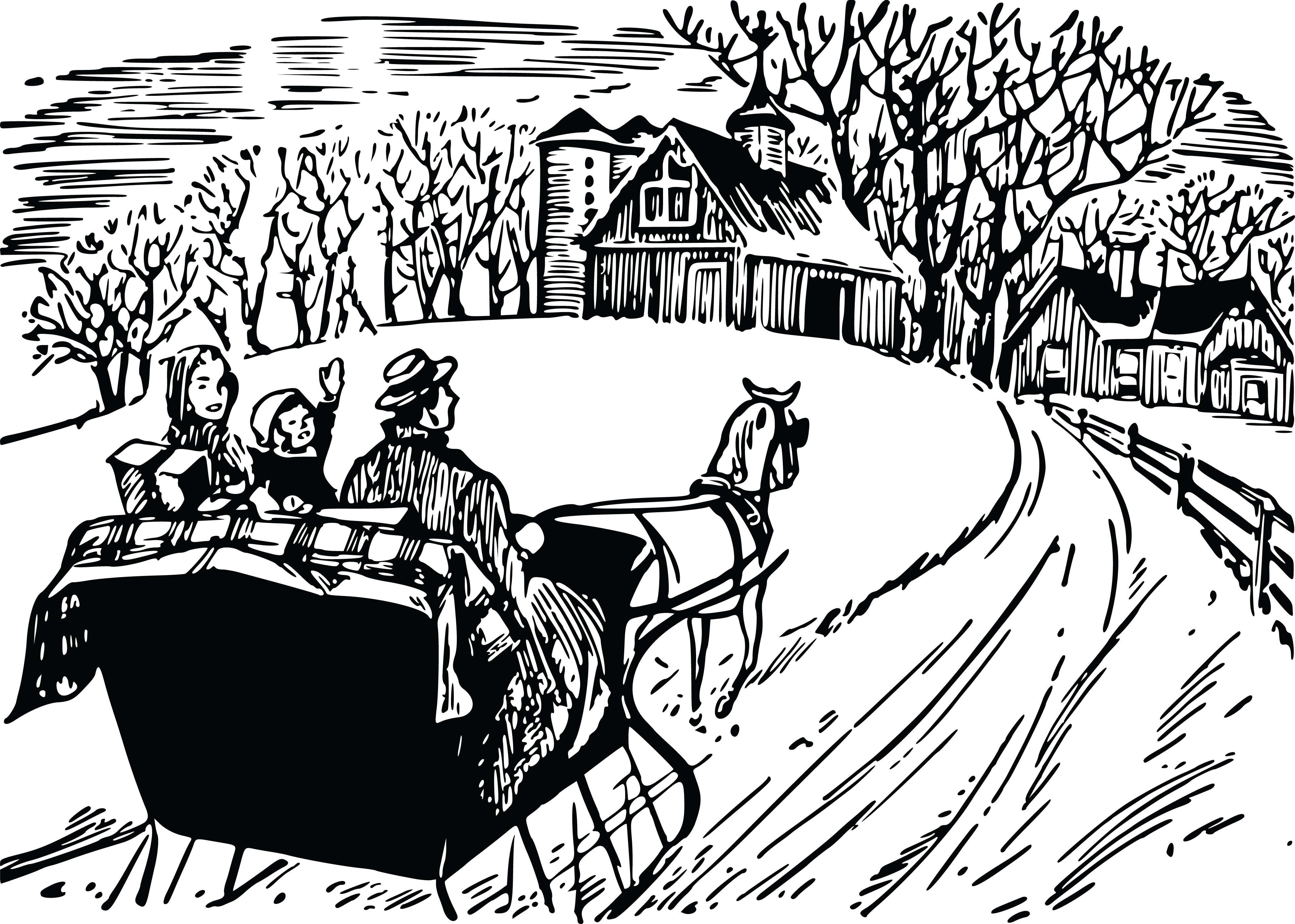 Free Clipart Of A Winter Sleigh Ride - Sleigh Ride Clipart (4000x2854)