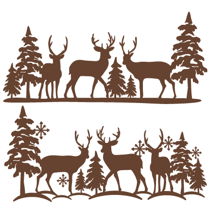 Winter Reindeer Scene Svg Scrapbook Cut File Cute Clipart - Free Deer Svg Cut Files (432x432)