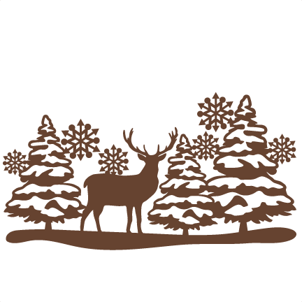 Reindeer Winter Scene Svg Scrapbook Cut File Cute Clipart - Christmas Scene Stencil (432x432)