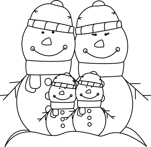 Black And White Snowman Family - My Cute Graphics Family Black And White (500x488)