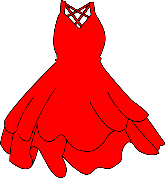 Red Dress Clip Art At Clker - Black Dress Clip Art (552x595)