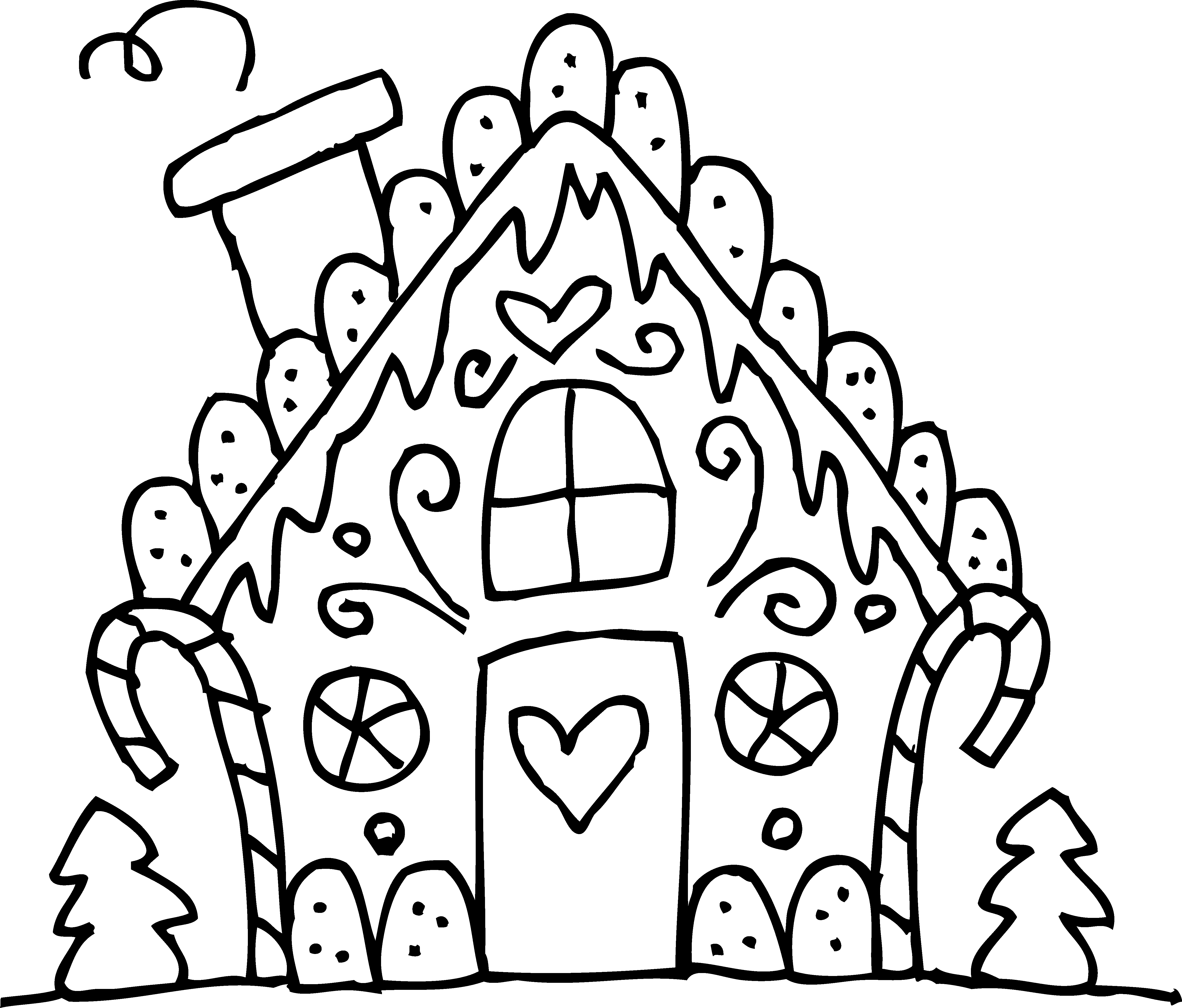 Cute Winter House Clipart - Christmas Coloring Pages Gingerbread House (5208x4440)