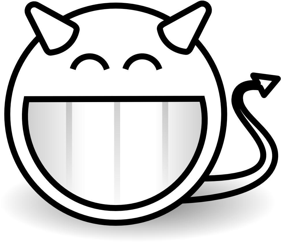 Face Devilish Black White Line Art 999px 88 - Black (999x999)