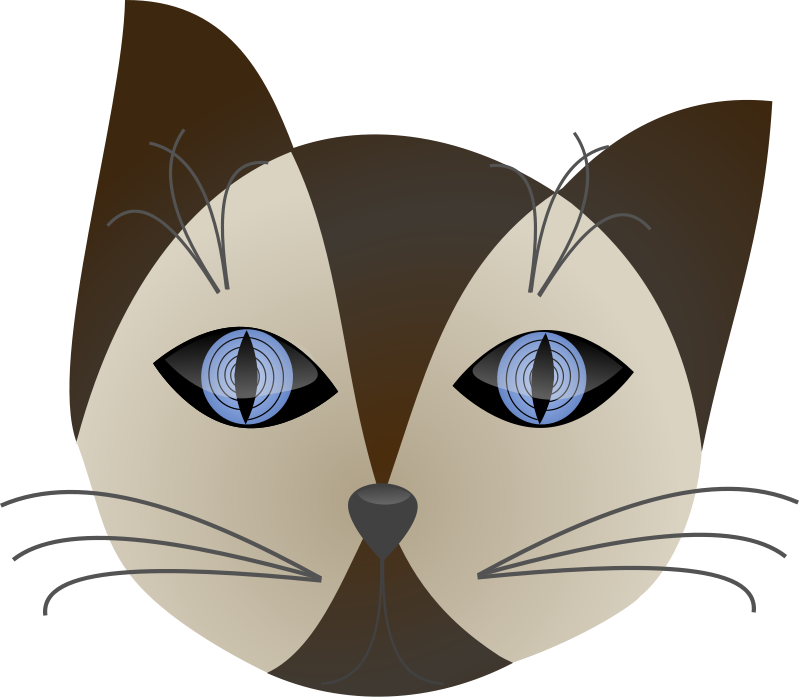 Blue Eyes Clipart Small Eye - Cartoon Faces Siamese Cat (800x697)
