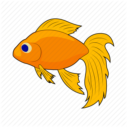 Gold Fish Clipart Sea Animal - Cartoon Gold Fish (512x512)