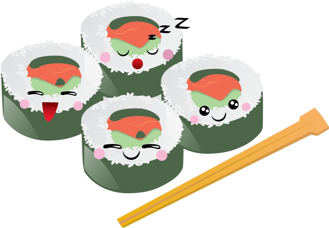 Free To Use &, Public Domain Sushi Clip Art - Kawaii Food Shower Curtain (1189x745)