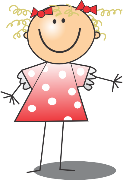 Get Dressed Clip Art Kids - Cartoon Stick Figure Girl Charms (555x821)
