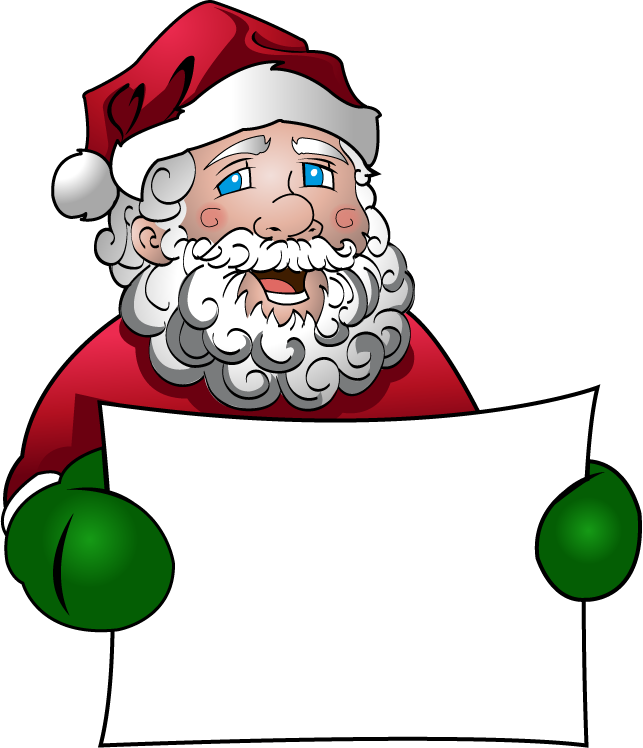 Free Clip Art - Santa With Blank Sign (643x748)