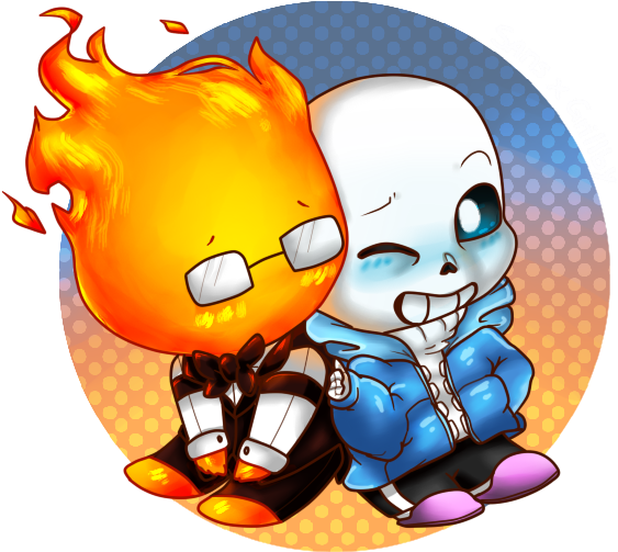 Sans X Grillby Fan Button By Kyubeygirl - Undertale Sans And Grillby (570x515)