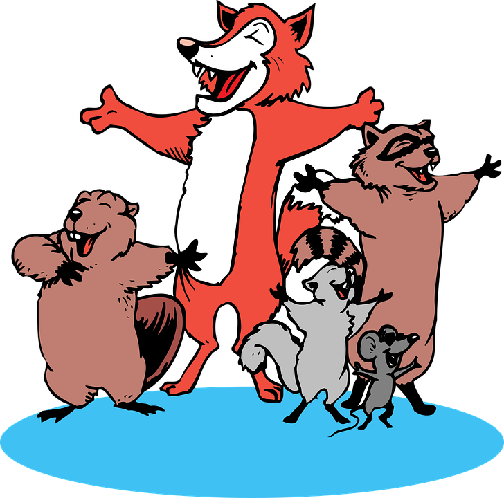Squirrel Animals, Mouse, Singing, Cartoon, Beaver, - Animals Singing Clipart (728x720)