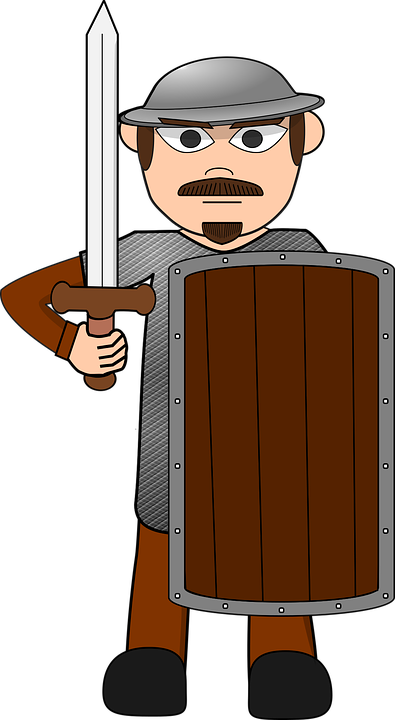 Animated Sword Cliparts 11, Buy Clip Art - Medieval People Guard Cartoon (395x720)