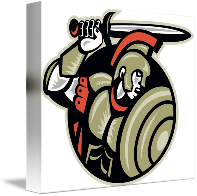 Share On Tumblr - Centurion Roman Soldier Attacking Shield Card (650x646)