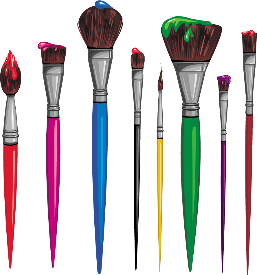 Render Peinture Couleurs Pinceaux - Paintbrush Illustration (888x950)
