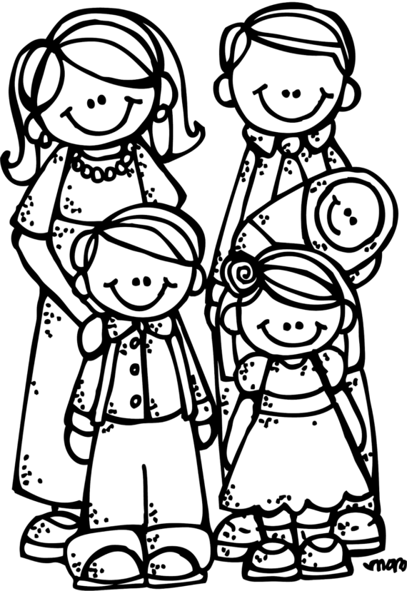 Free Family Clipart Black And - Melonheadz Family Black And White (570x828)