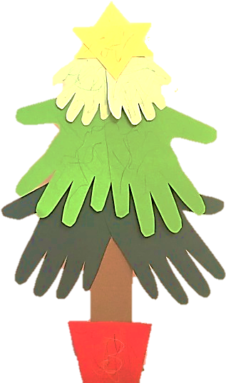 Hand Print Christmas Tree - Craft (454x604)