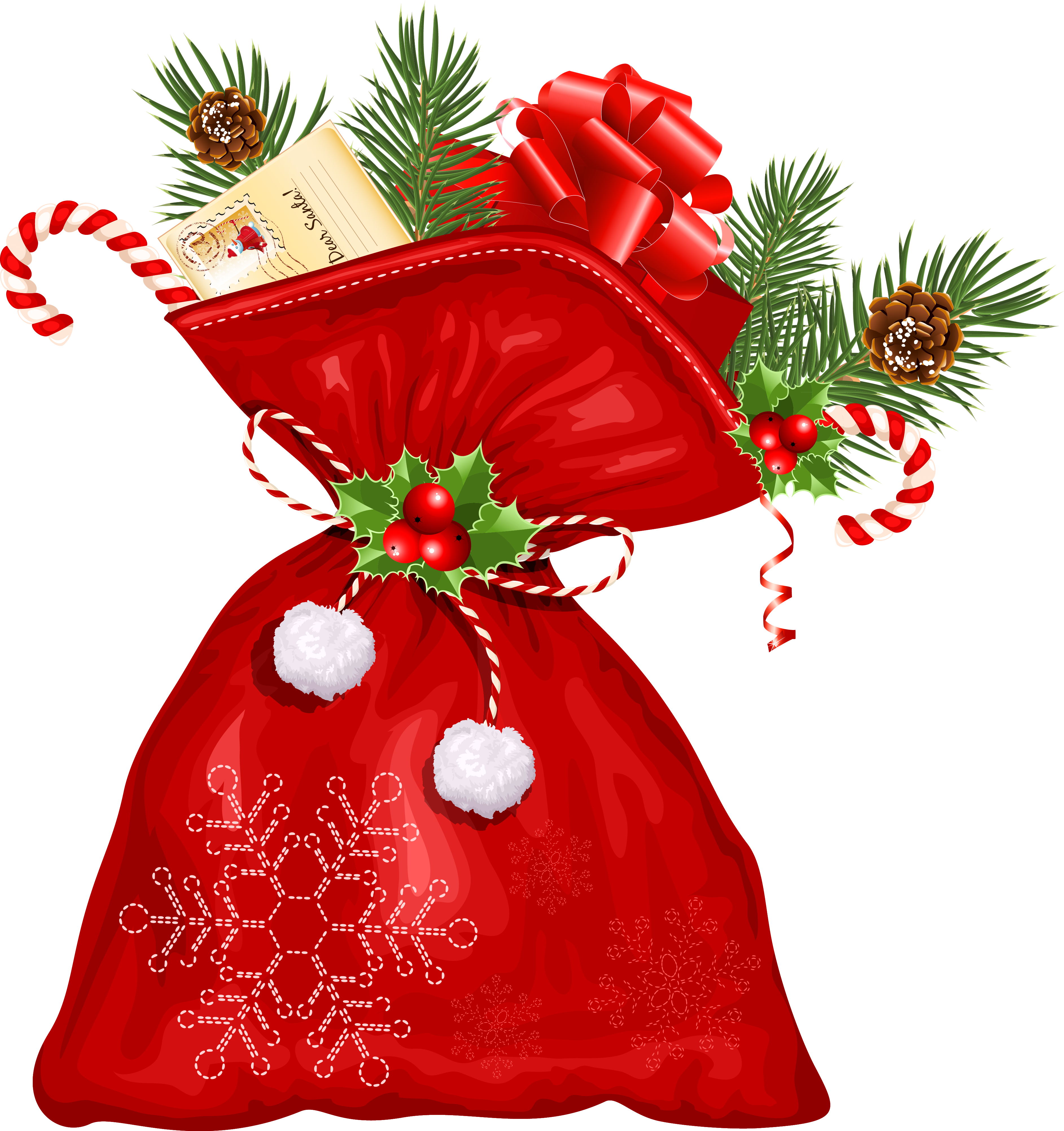 Large Transparent Christmas Santa Bag Png Clipart - Santa Claus Bag Png (3770x4007)