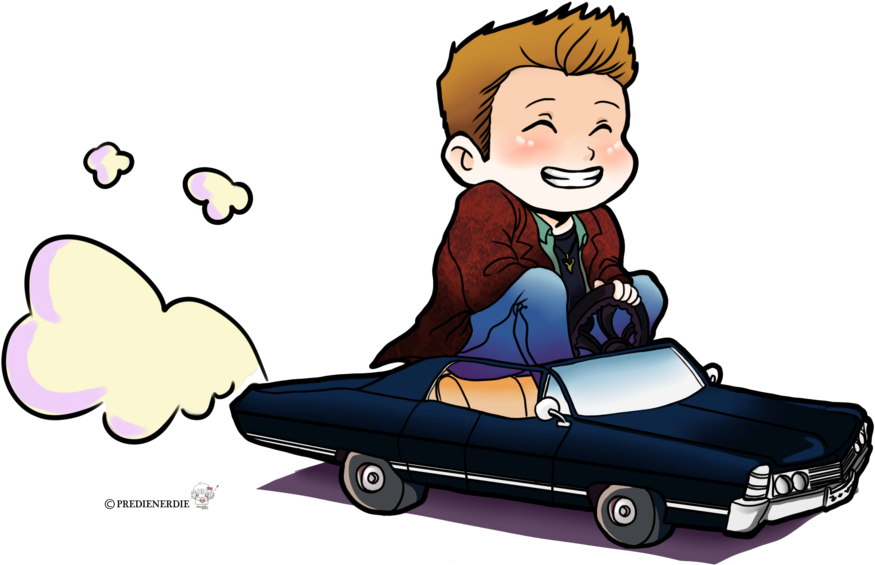 Dean Winchester Chibi Riding Impala By ~predienerdie - Supernatural Dean Winchester Chibi (1024x694)