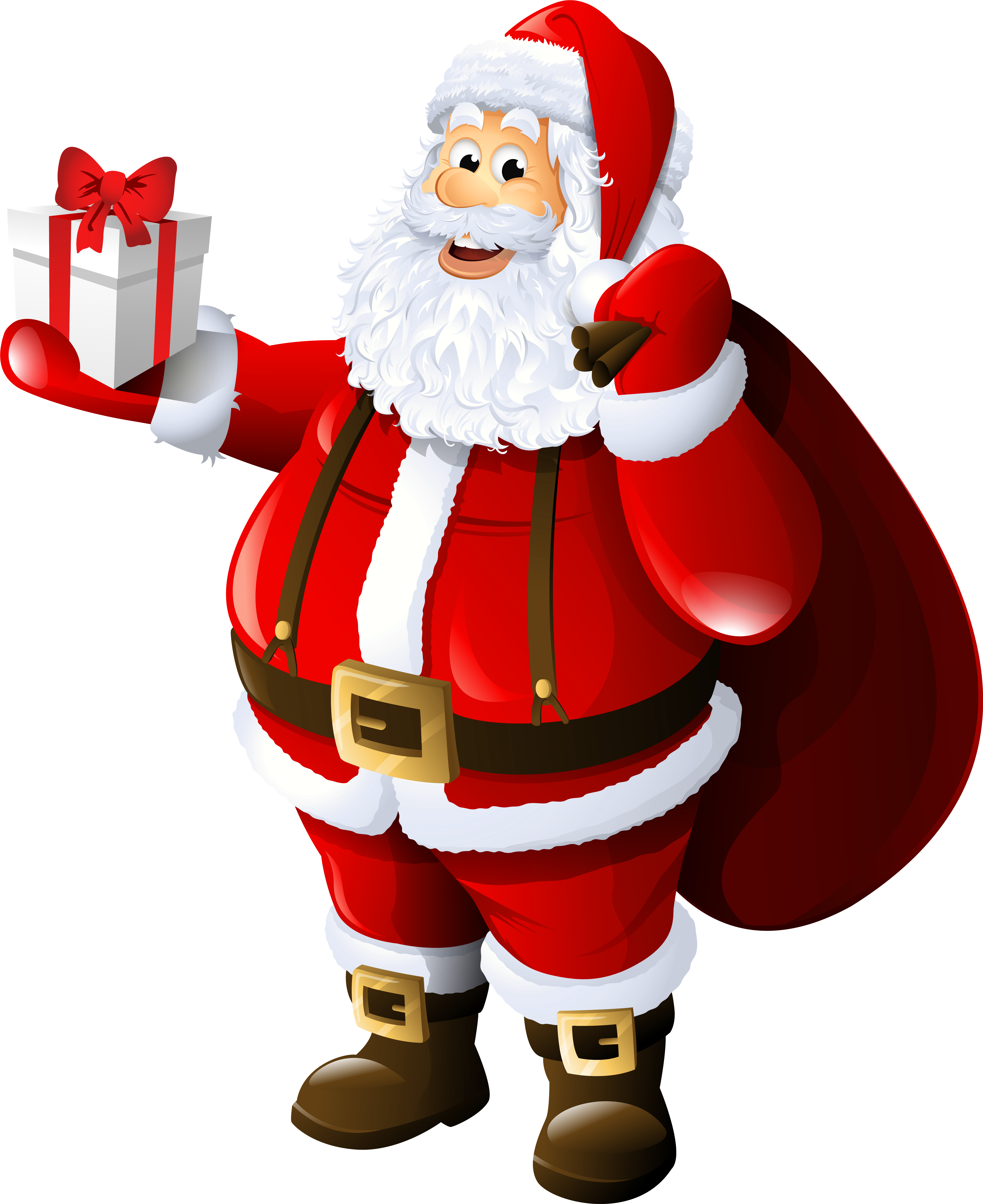 Transparent Santa Claus With Gift And Bag - Santa Claus With Gifts (5481x6297)