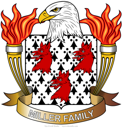 American Eagle Family Crest Gifts Middleton - Miller German Family Crest (400x439)