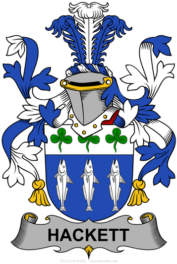 Irish Family Crests Hackett - Goldsmith Coat Of Arms (400x540)
