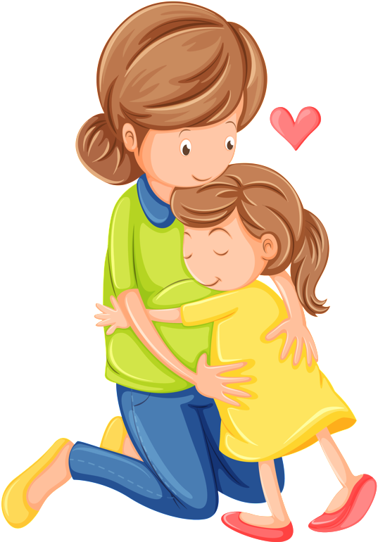 Mother Child Clip Art - Mother And Daughter Cartoon (604x773)