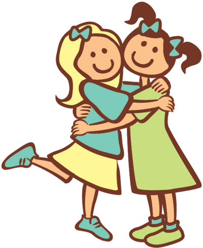Hug Clipart Black And White - Education: Friends And Family (400x488)
