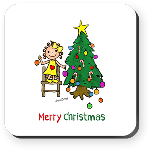 Christmas Cork Coaster - Christmas Tree (350x350)