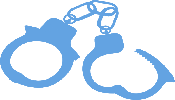 Large Handcuffs Light Blue Clip Art - Clip Art (600x342)