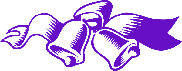 Purple Wedding Bells Clip Art - Purple Wedding Bells (600x234)