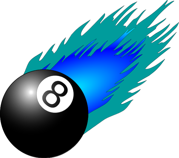 8 Ball Pool Clipart - Flames Clip Art (600x528)