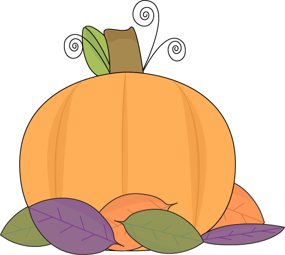 Pumpkin And Autumn Leaves Clip Art - Fall Leaf And Pumpkin Clipart (562x502)