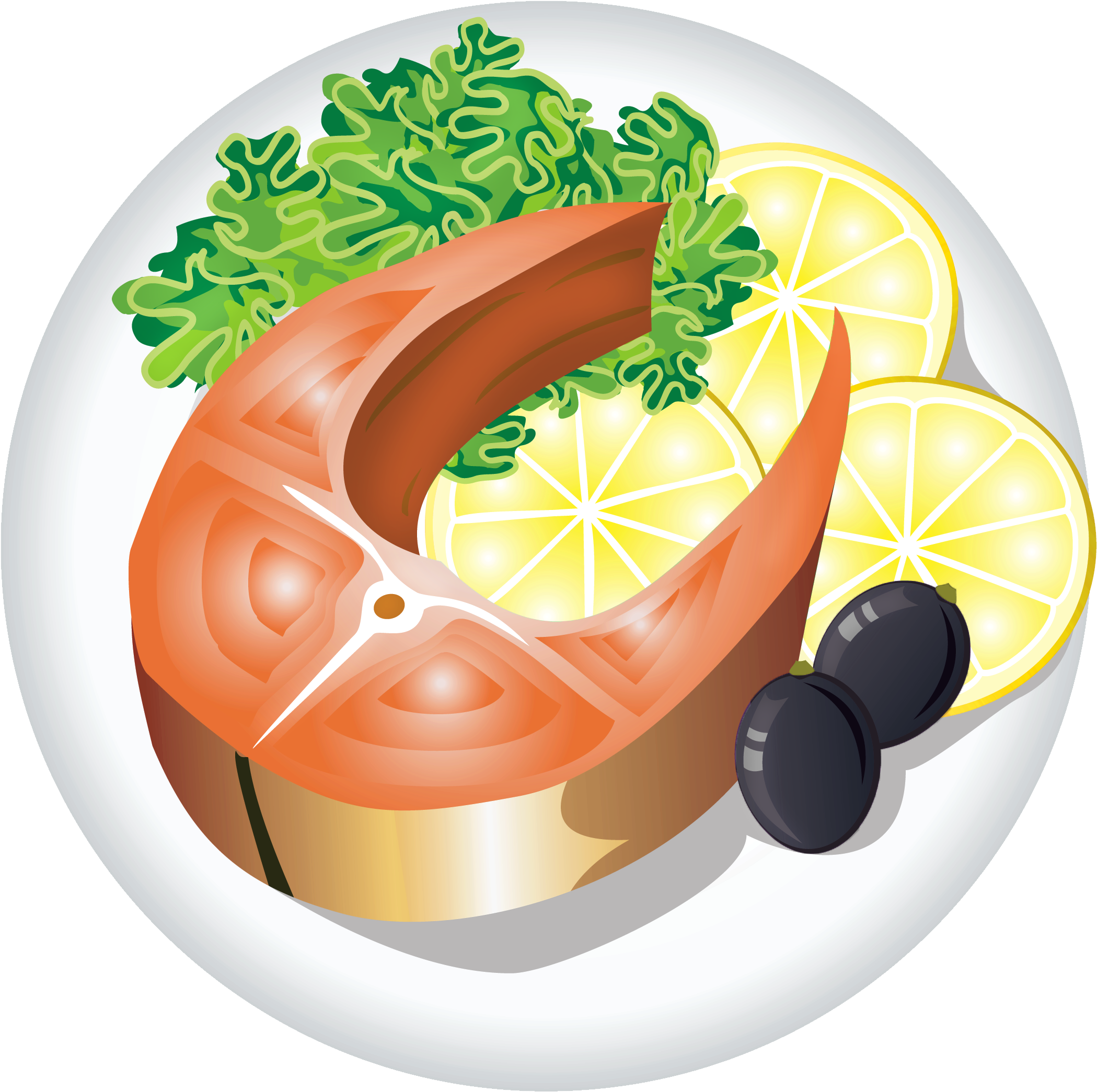 Roast Clipart Main Dish - Fish Dish Clipart (2364x2276)