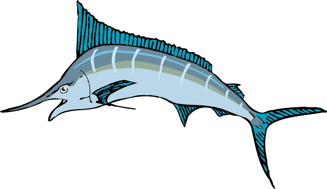 The Blue Marlin Swordfish Sailfish Clip Art - Sailfish Cartoon Transparent (675x391)