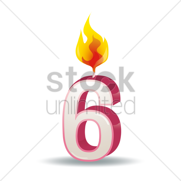 Free Number 6 Candle Vector Image - Vector Graphics (600x600)