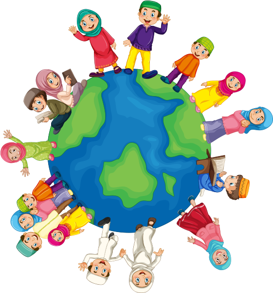 Clipart Müslüman Aile - Muslim Cartoon Kids (571x600)