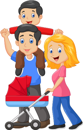 Clipart Bebek Arabasıyla Dolaşan Aile - Piggyback Ride Clipart (457x449)