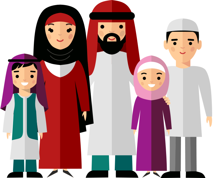 Clipart Dindar Aile - Arab Family Clipart (718x600)