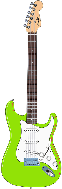 Guitar Clipart Horizontal - Green Guitar Cartoon (320x640)