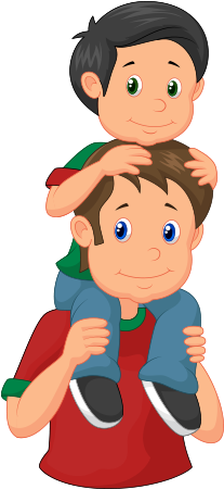 Clipart Babasının Omzunda Çocuk - Imagen De Papa Con Su Hijo Animado (441x449)