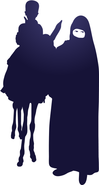 Clipart Çarşaflı Bir Kadın Ve Deve Üstündeki Çocuğu - Child (450x600)