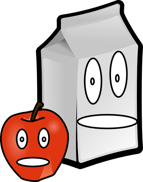 Apple And Milk Clip Art - Milk And Apple Cartoon (468x594)