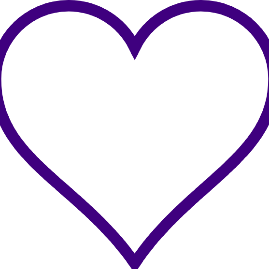 White Heart Outline White Heart W Purple Outline Clip - Heart (1024x1024)